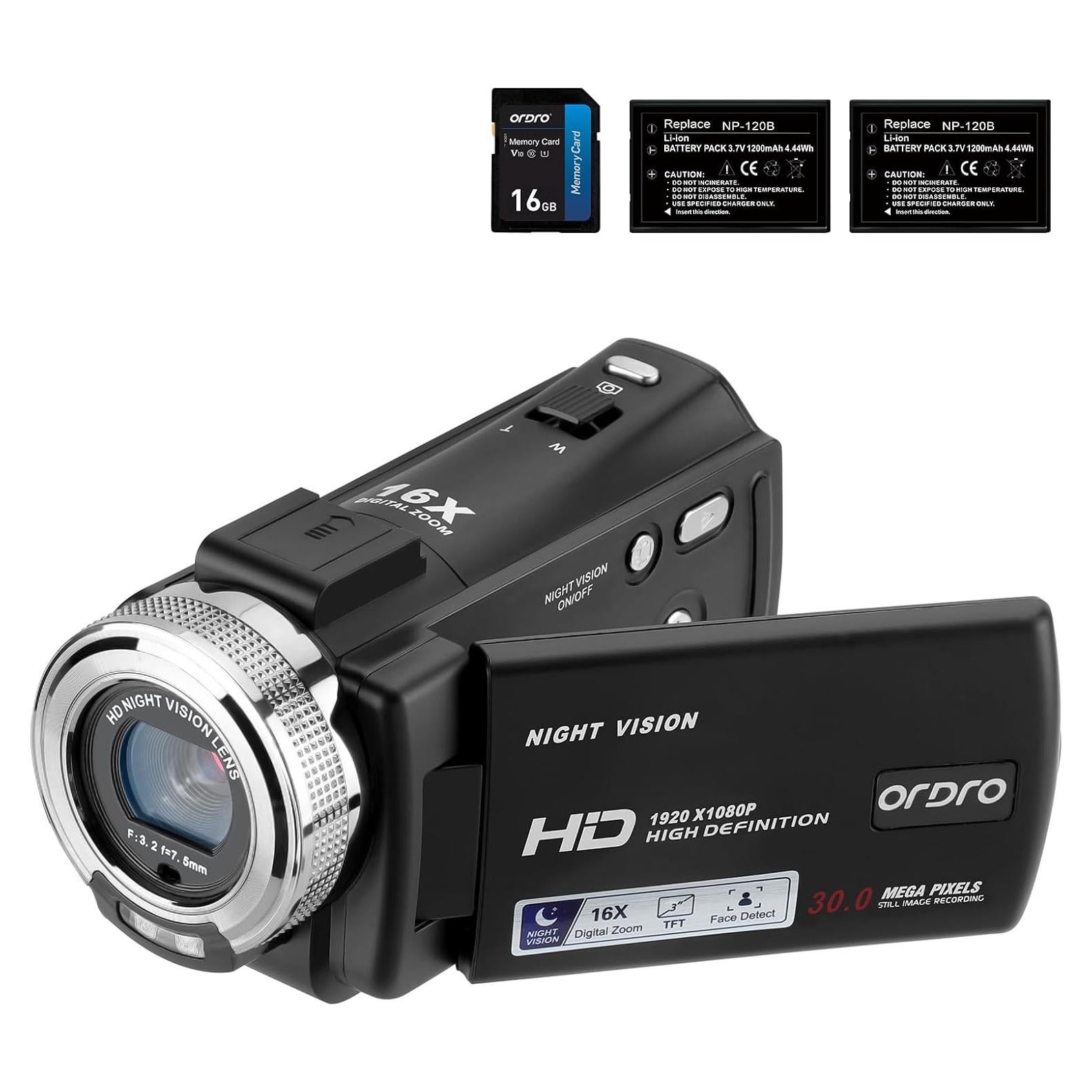 Cámara de Video Ordro HDV-V12 1080P Infrarroja con 16GB