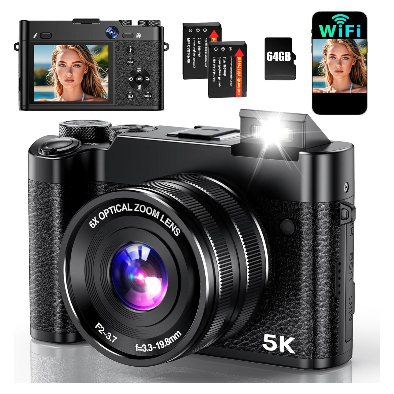 Cámara Digital 5K Aboobu DC205X 64MP Zoom 6X WiFi