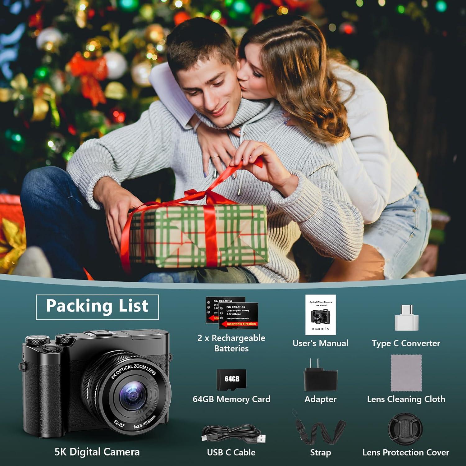 Cámara Digital 5K Aboobu DC205X 64MP Zoom 6X WiFi