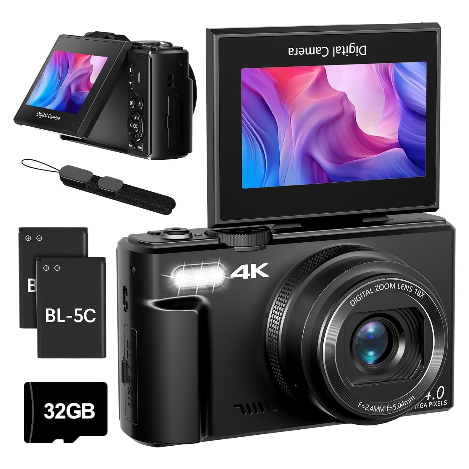 Cámara Digital Maenlans 4K 64MP Compacta con Zoom 18X