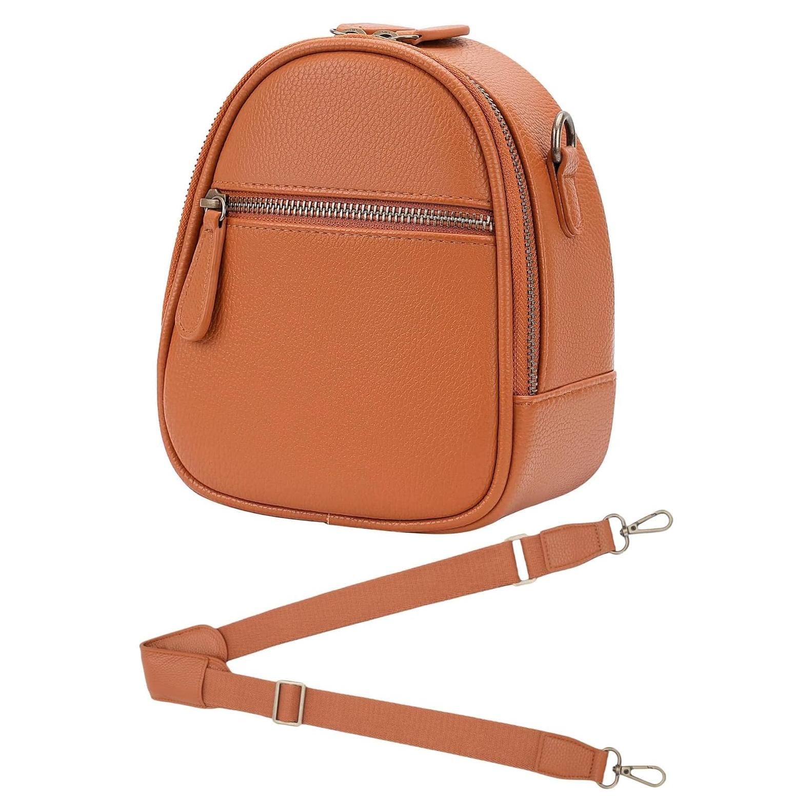 2L Small Camera Sling Bag for Women and Men, Waterproof PU Leather Crossbody Bag for Small Mirrorless Cameras, Shockproof Travel Case（Not for Large DSLR） Brown