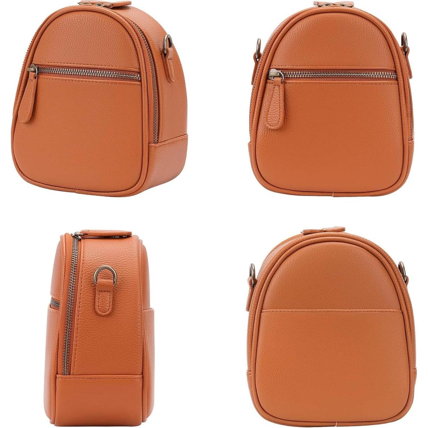 2L Small Camera Sling Bag for Women and Men, Waterproof PU Leather Crossbody Bag for Small Mirrorless Cameras, Shockproof Travel Case（Not for Large DSLR） Brown