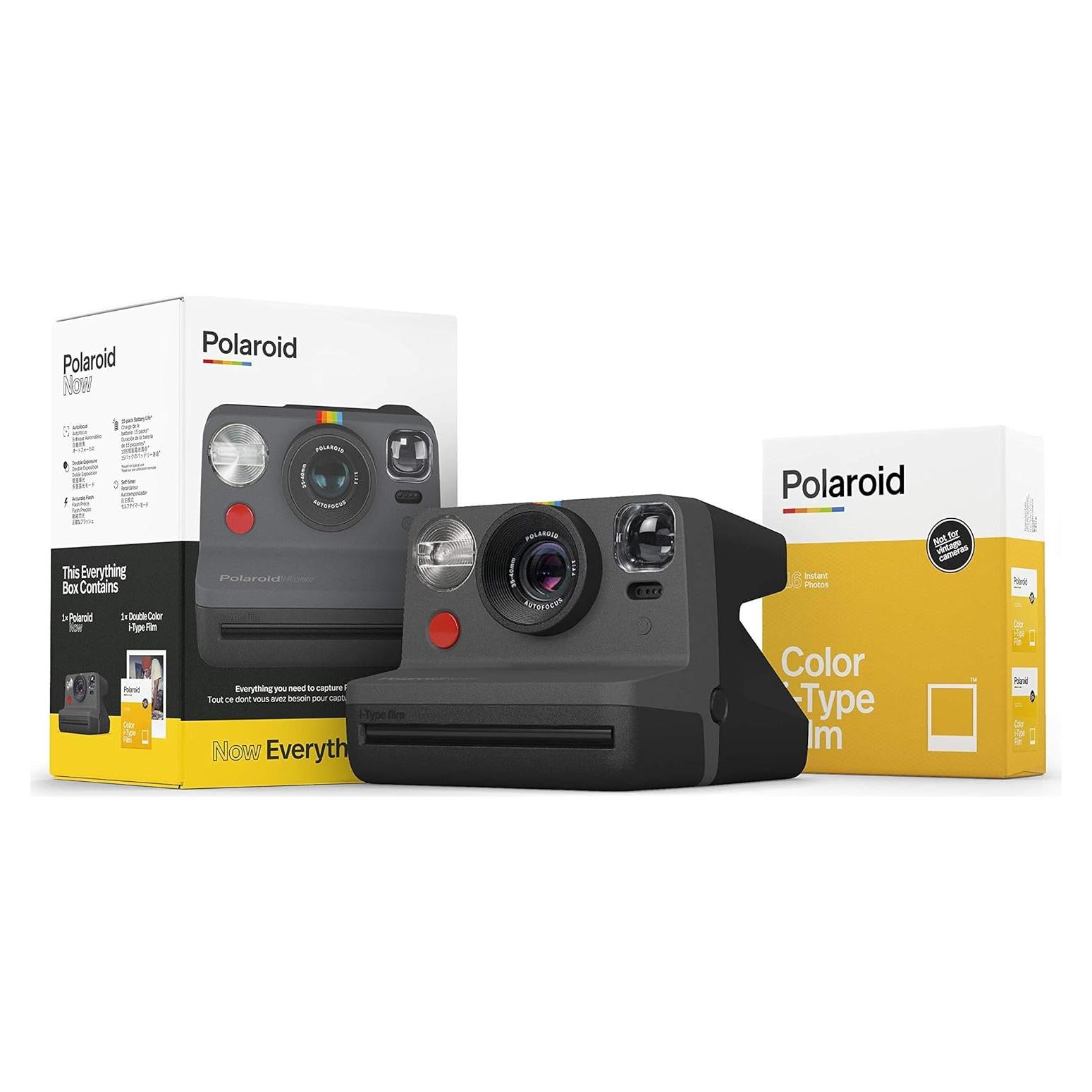 Cámara Instantánea Polaroid Originals Now I-Type Negra + Película