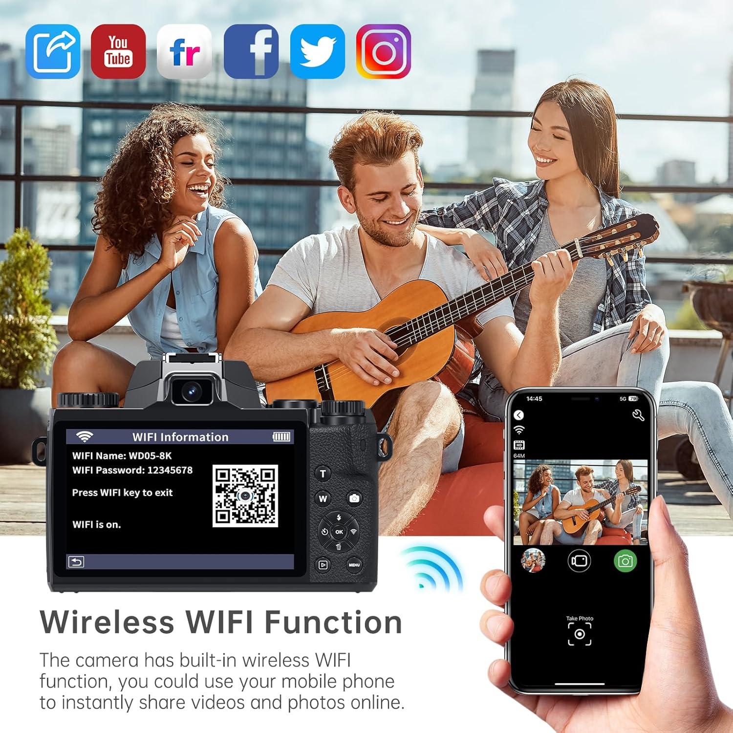 Cámara Digital 8K UIKICON WD05 con Pantalla Táctil 4"