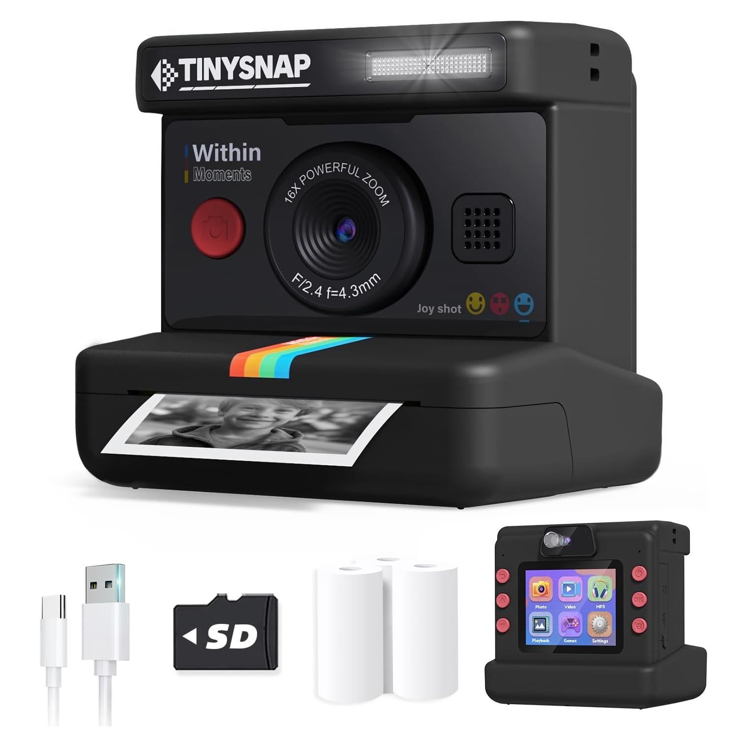 Cámara Instantánea para Niños Eveedo 2.4" Negra - Regalo Creativo