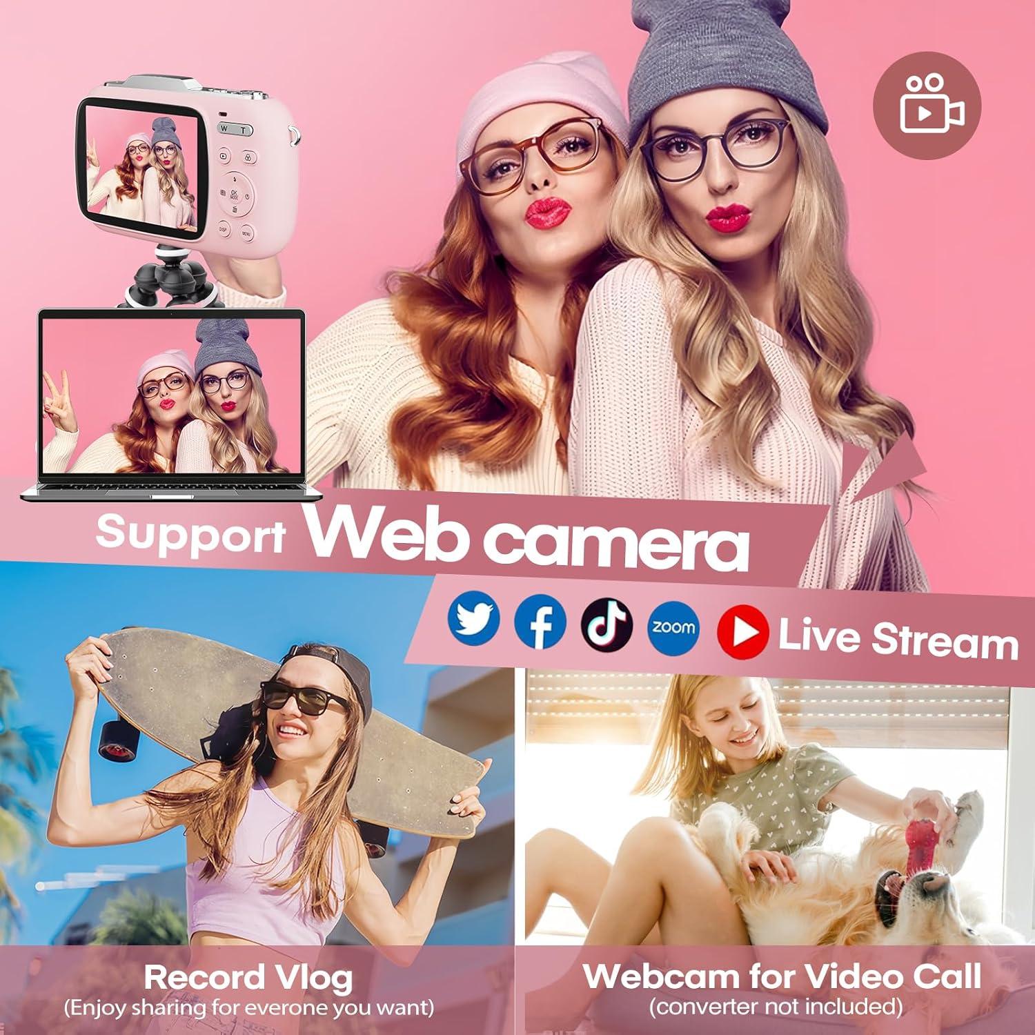 Cámara Digital 5K Camcordy G7 Rosa 80MP con Tarjeta 32GB