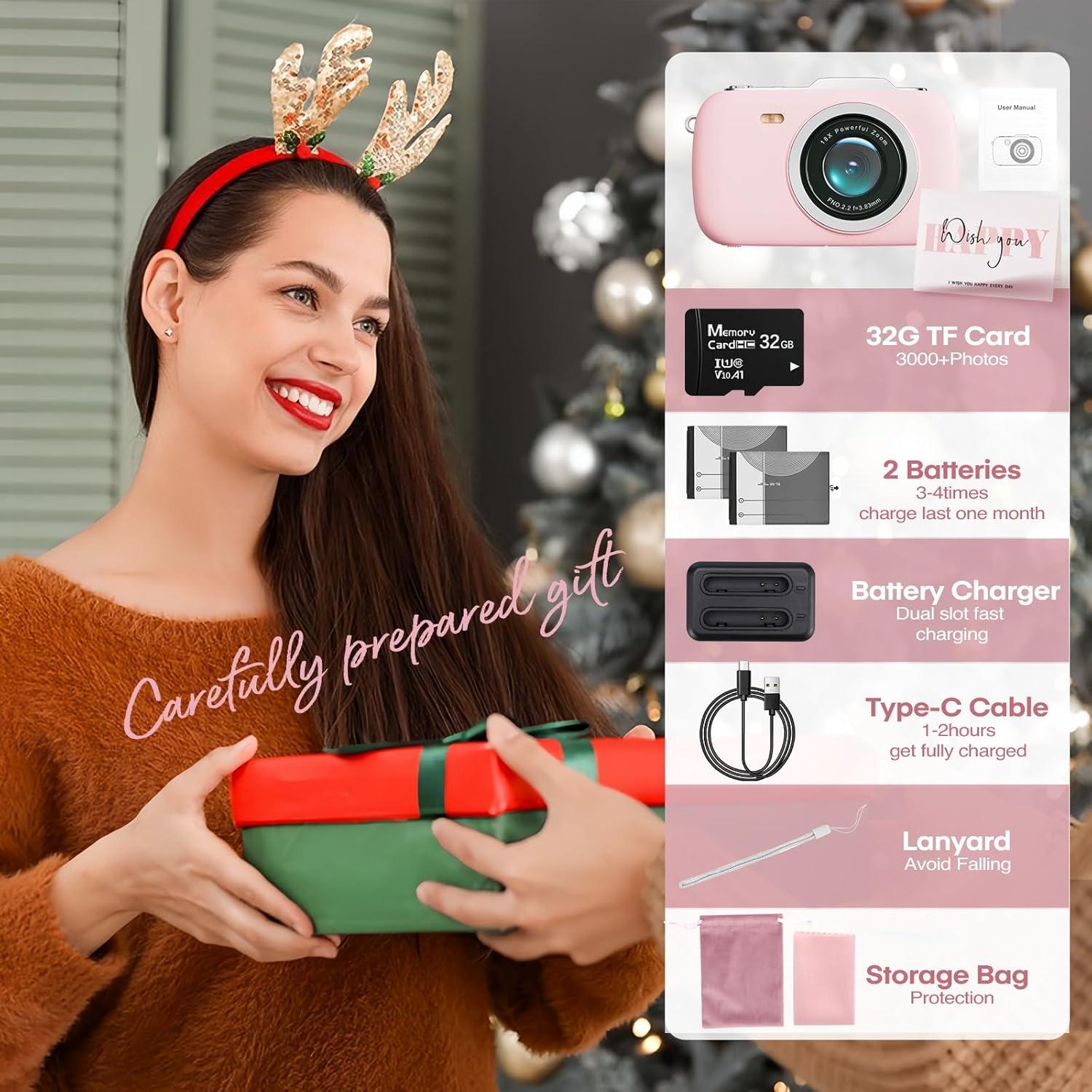 Cámara Digital 5K Camcordy G7 Rosa 80MP con Tarjeta 32GB