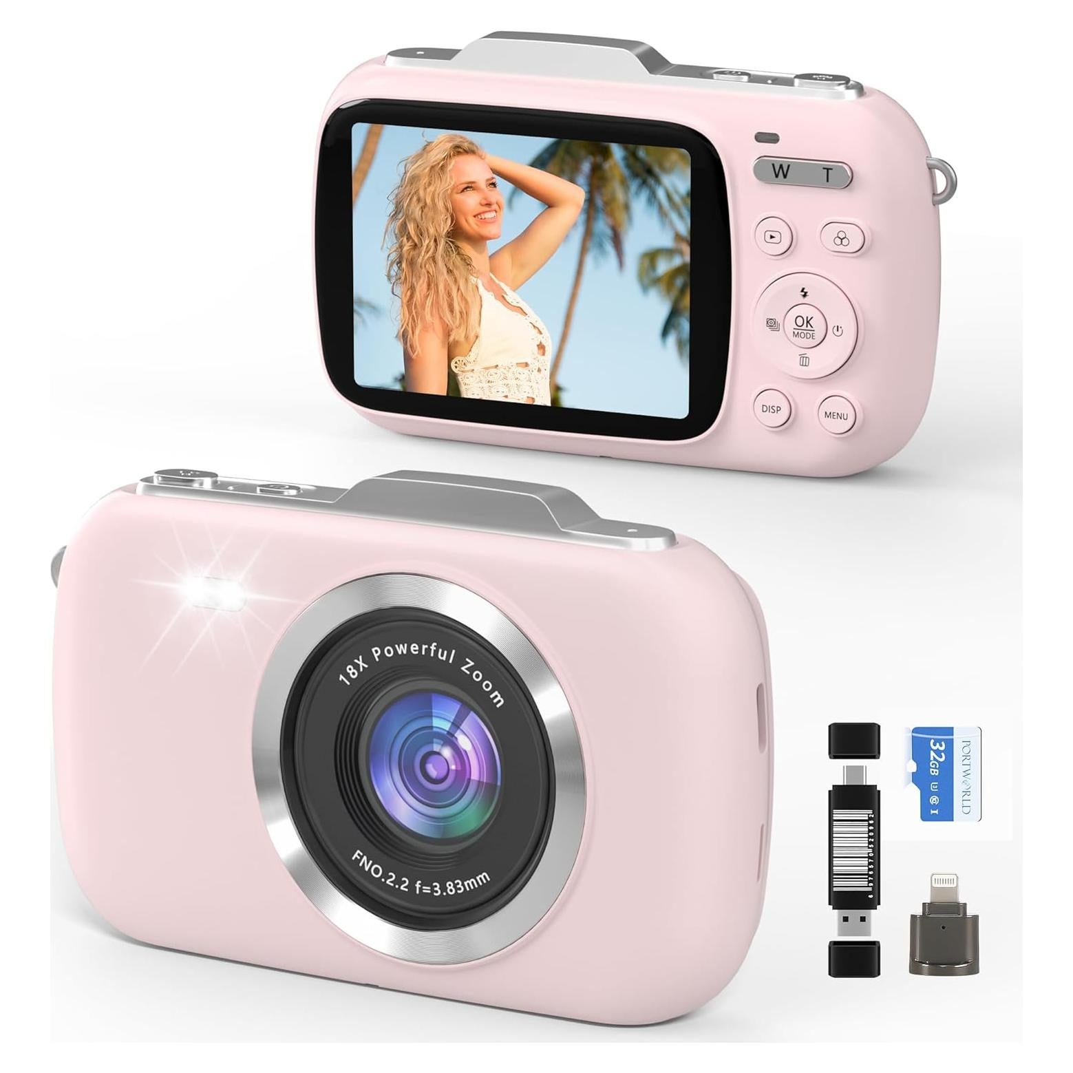 Cámara Digital Compacta 4K GWAEPU G7-A Rosa 64MP 18X Zoom