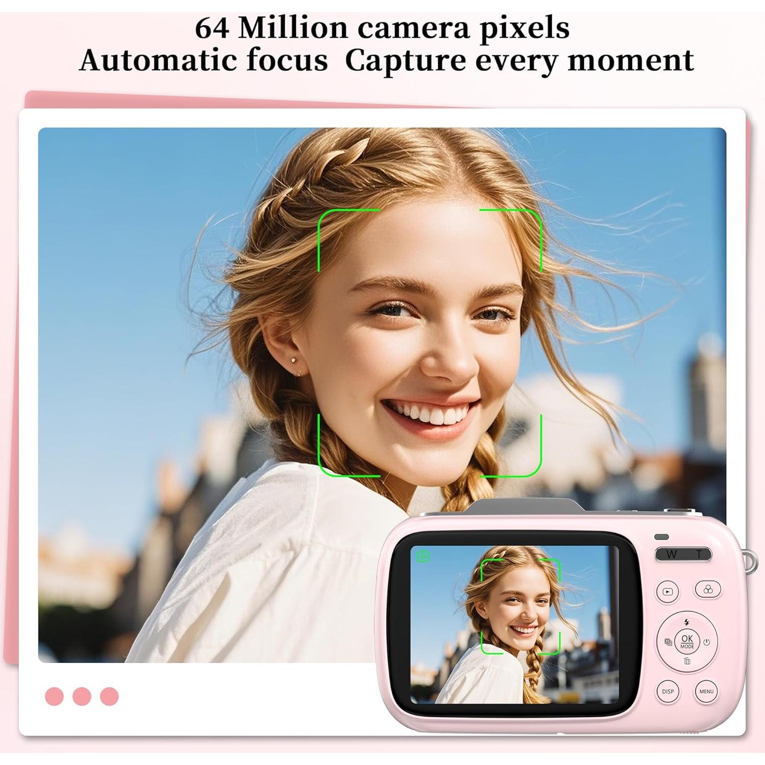 Cámara Digital Compacta 4K GWAEPU G7-A Rosa 64MP 18X Zoom