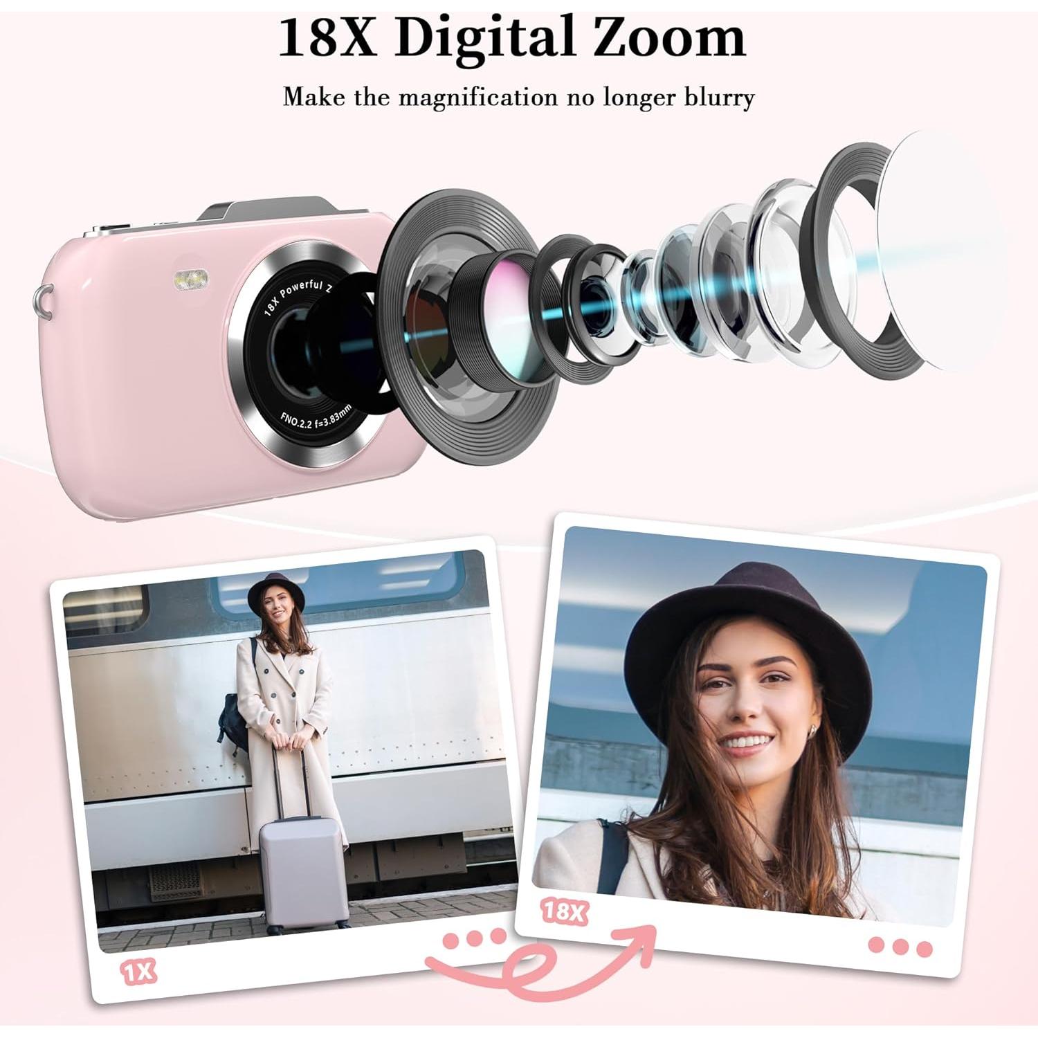 Cámara Digital Compacta 4K GWAEPU G7-A Rosa 64MP 18X Zoom