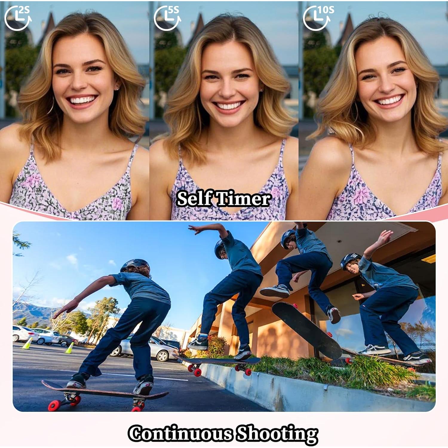 Cámara Digital Compacta 4K GWAEPU G7-A Rosa 64MP 18X Zoom