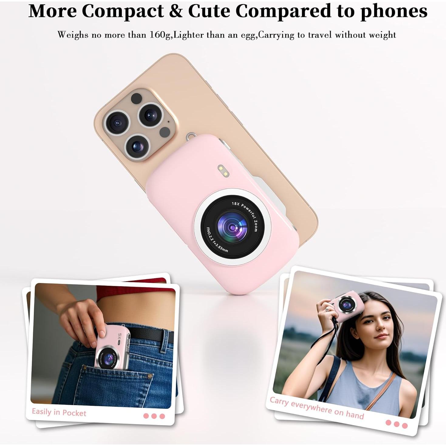 Cámara Digital Compacta 4K GWAEPU G7-A Rosa 64MP 18X Zoom