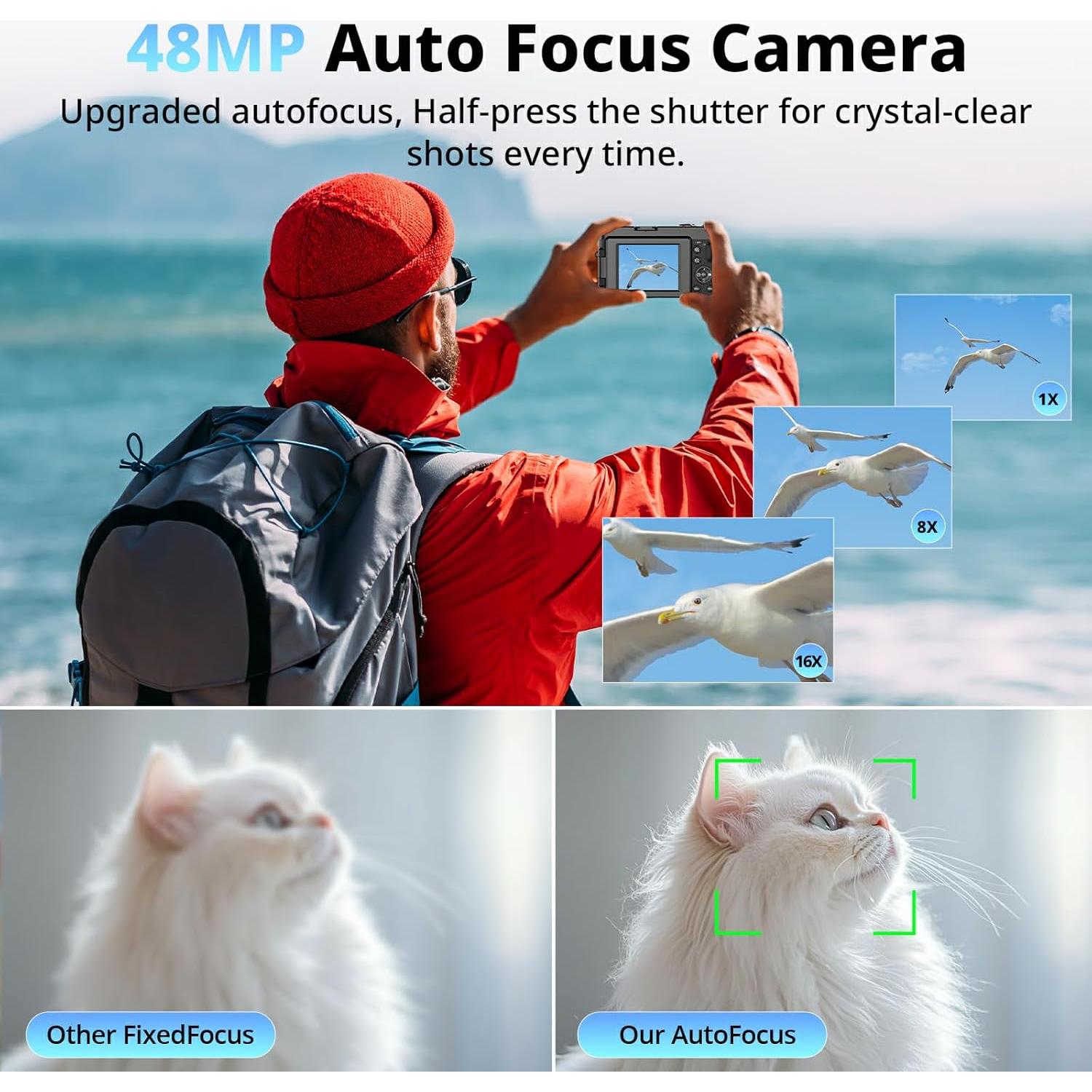 Cámara Digital 4K Oiadek DC101AF-4K 48MP Autofocus 16x Zoom