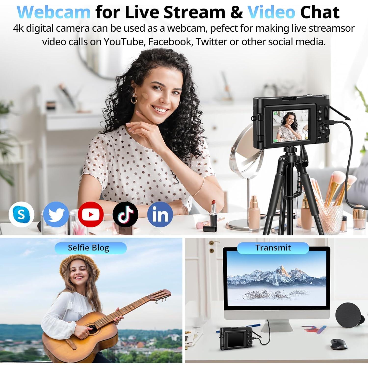 Cámara Digital 4K Oiadek DC101AF-4K 48MP Autofocus 16x Zoom