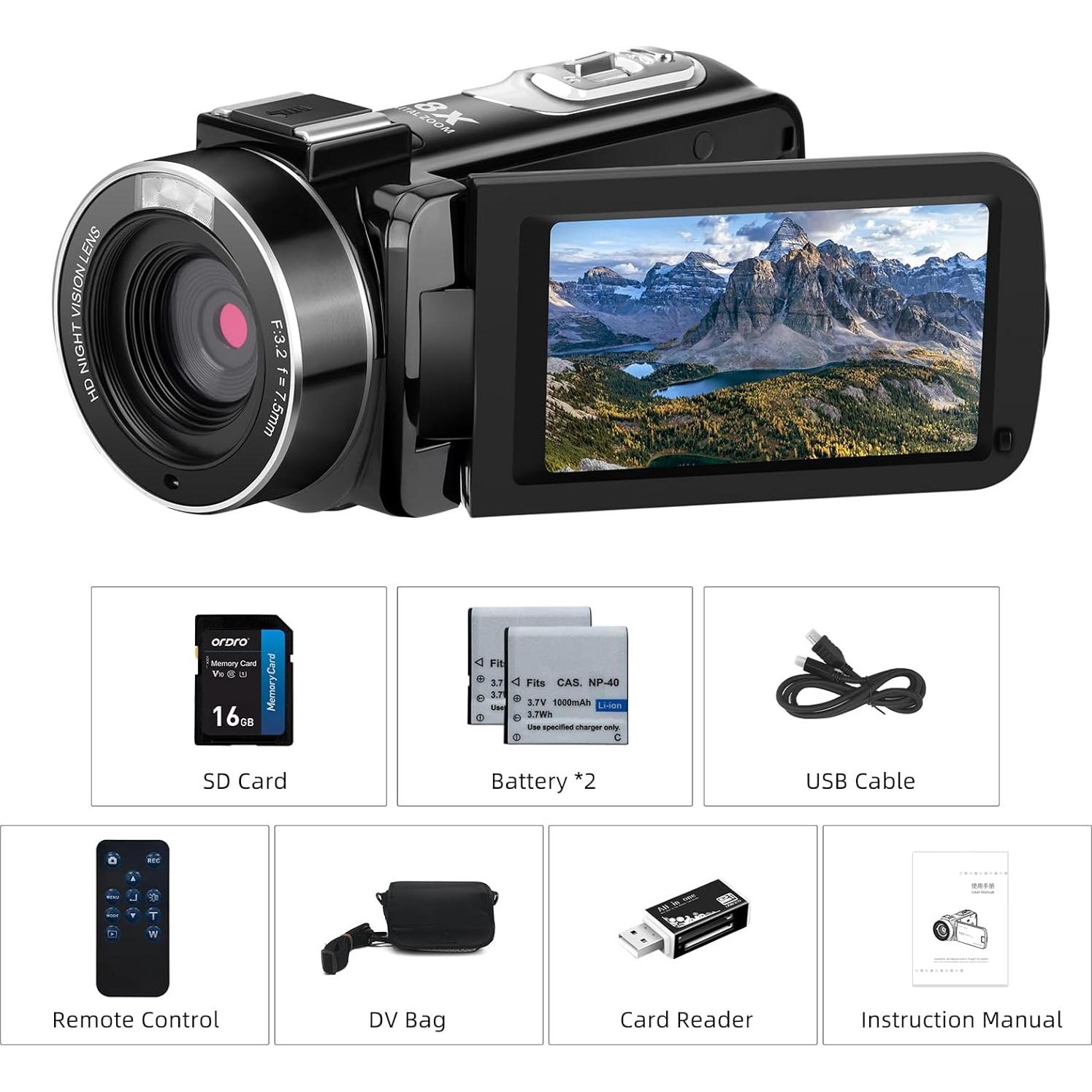 Cámara de Video ORDRO LM-ORDRO B320 1080P 30FPS Zoom 18X