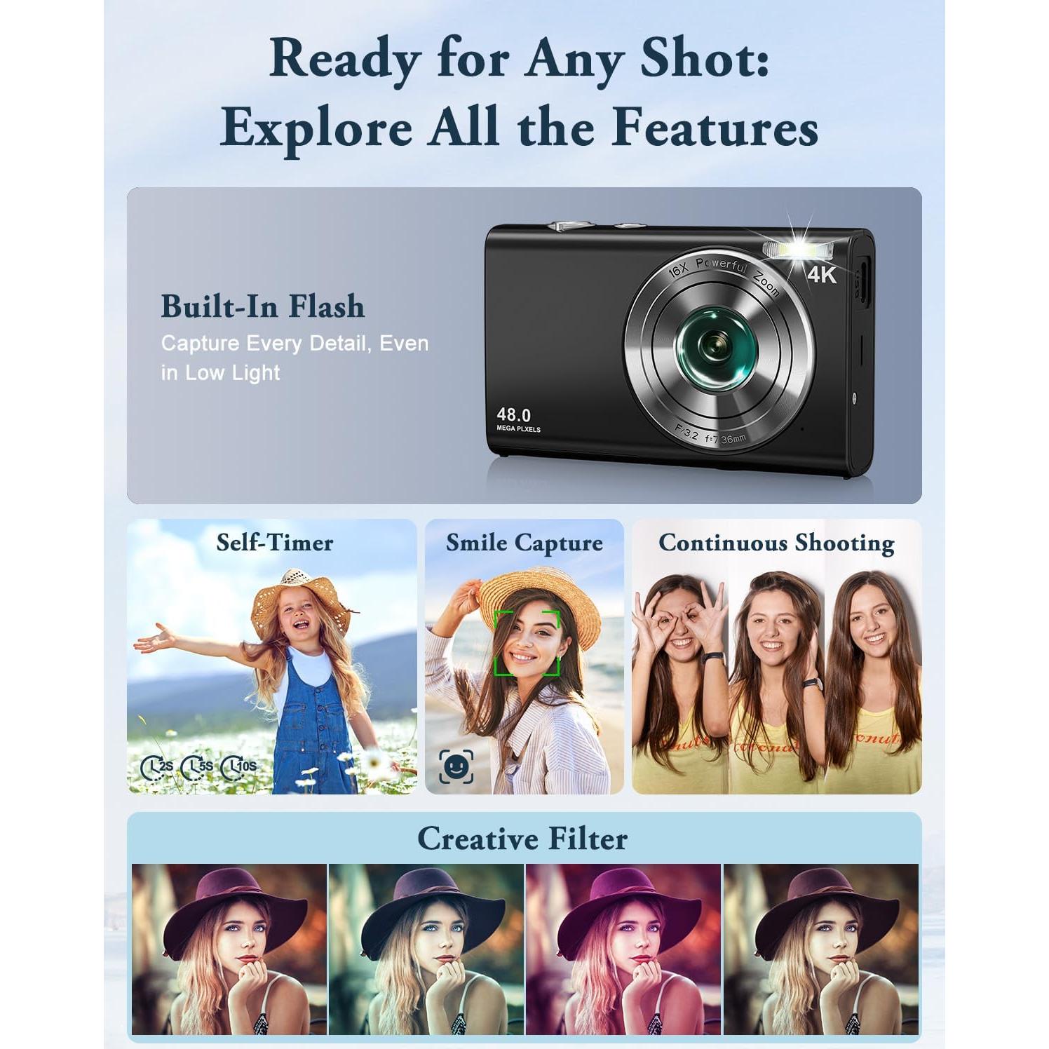 Cámara Digital 4K IGXHAVIZ DC402 48MP Compacta con Zoom 16X