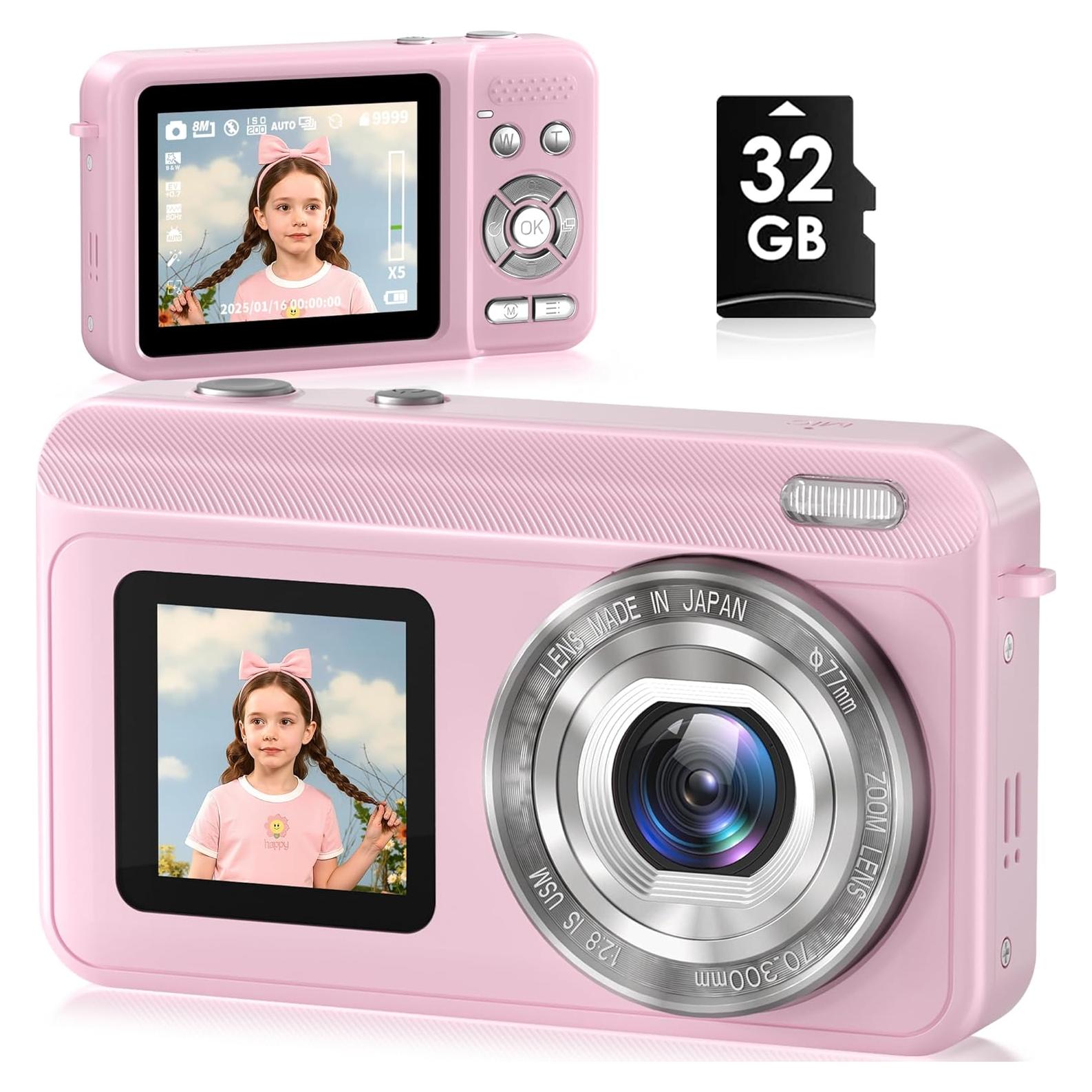 Cámara Digital Jexylon CA06 2.7K 48MP Rosa con Zoom 18x