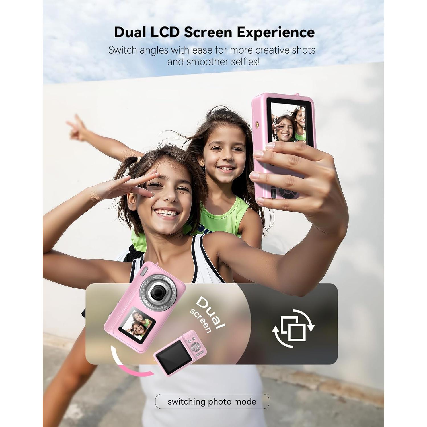 Cámara Digital Jexylon CA06 2.7K 48MP Rosa con Zoom 18x