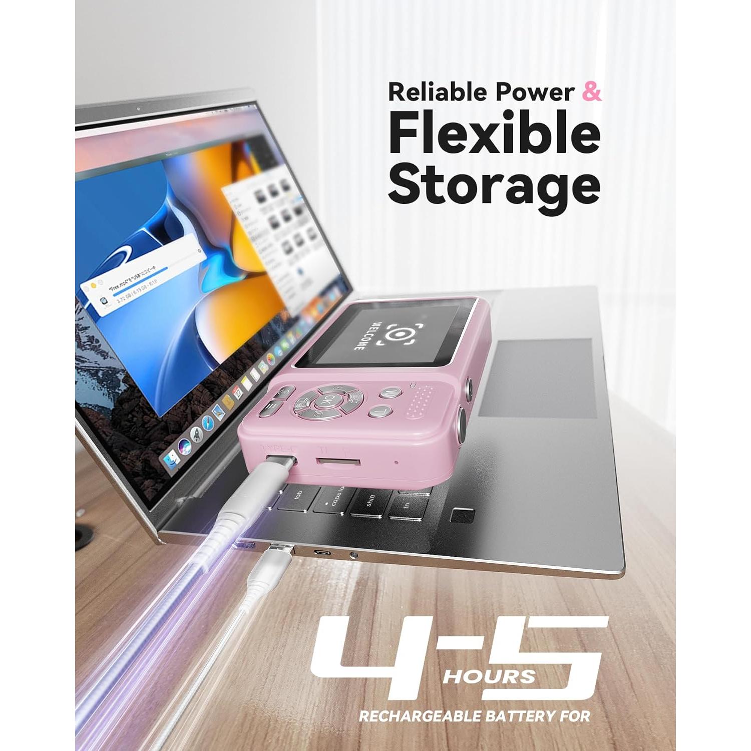 Cámara Digital Jexylon CA06 2.7K 48MP Rosa con Zoom 18x