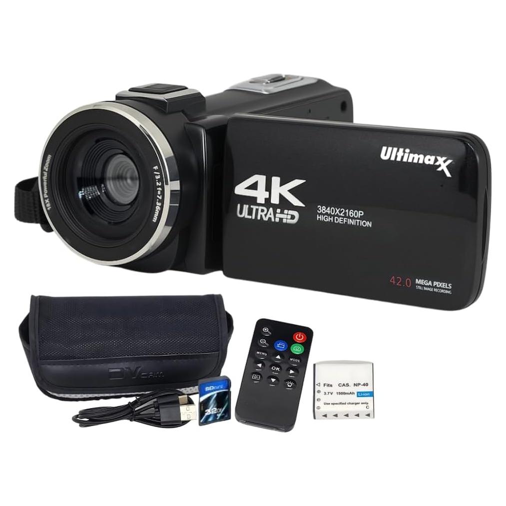 Cámara de Video Ultimaxx 4K 42MP con Pantalla LCD 7.62cm