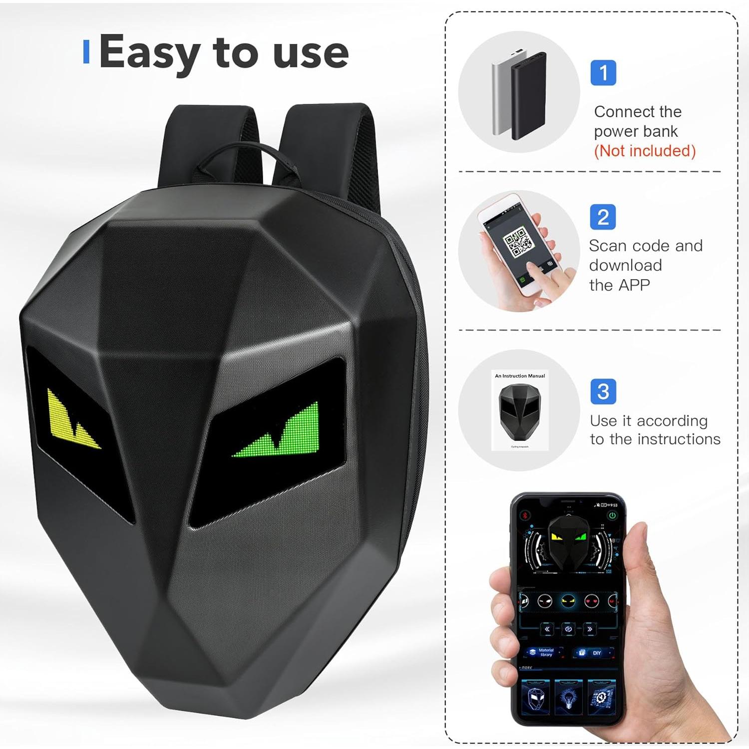 Mochila LED Impermeable para Motocicleta - 30L - DIY