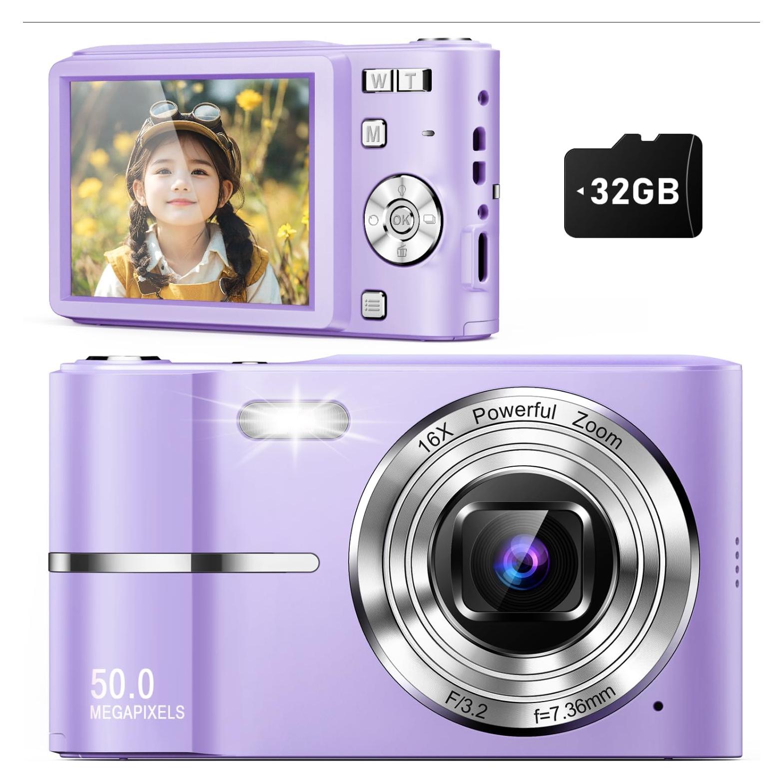 Cámara Digital Compacta Qumcou M03 50MP FHD 1080P Zoom 16x