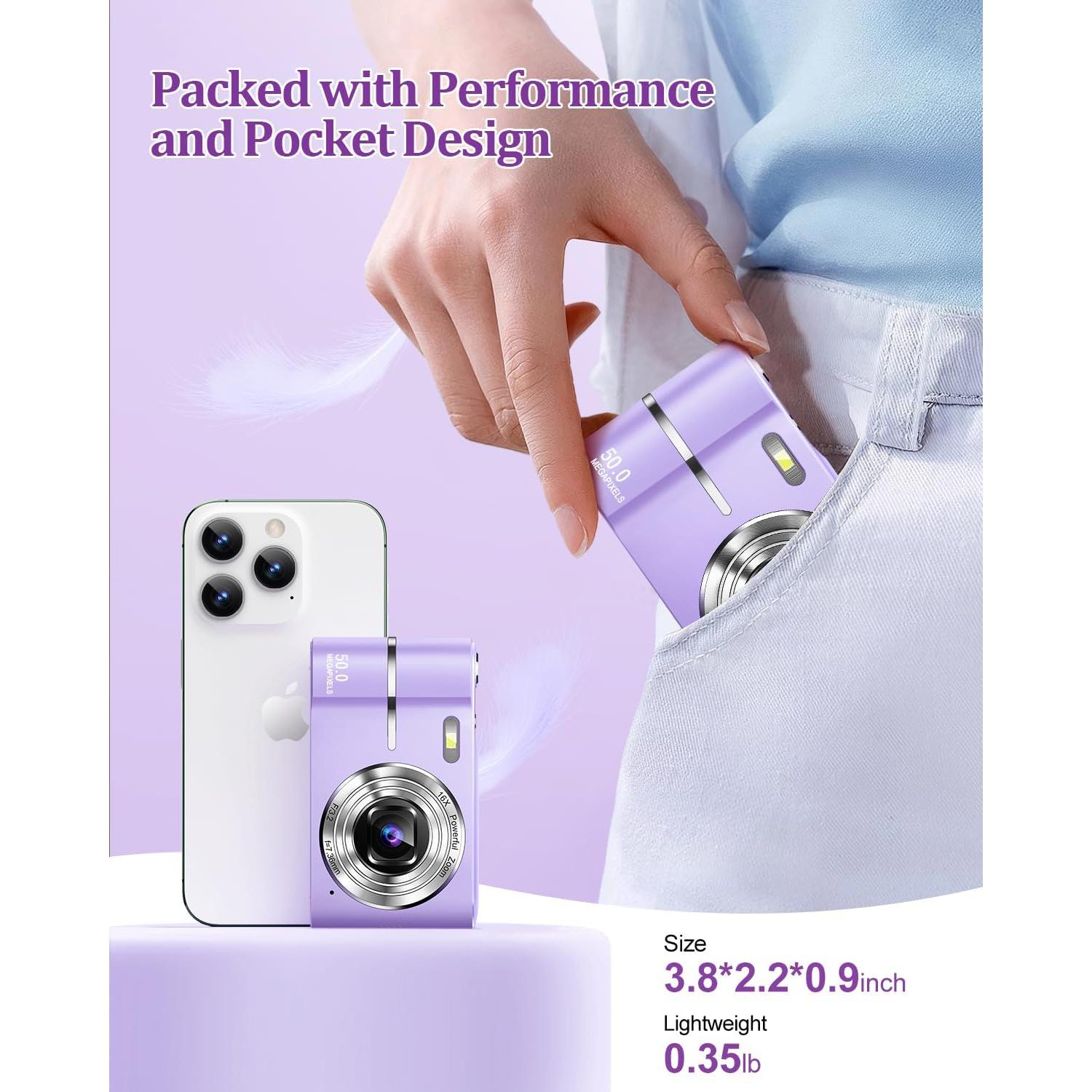 Cámara Digital Compacta Qumcou M03 50MP FHD 1080P Zoom 16x