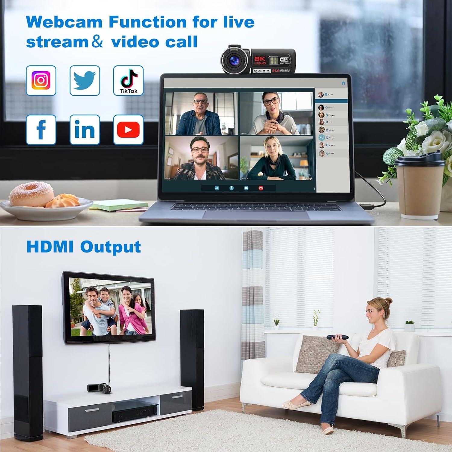 Cámara de Video 8K 64MP GTYOLOR DV8K con Pantalla 3"