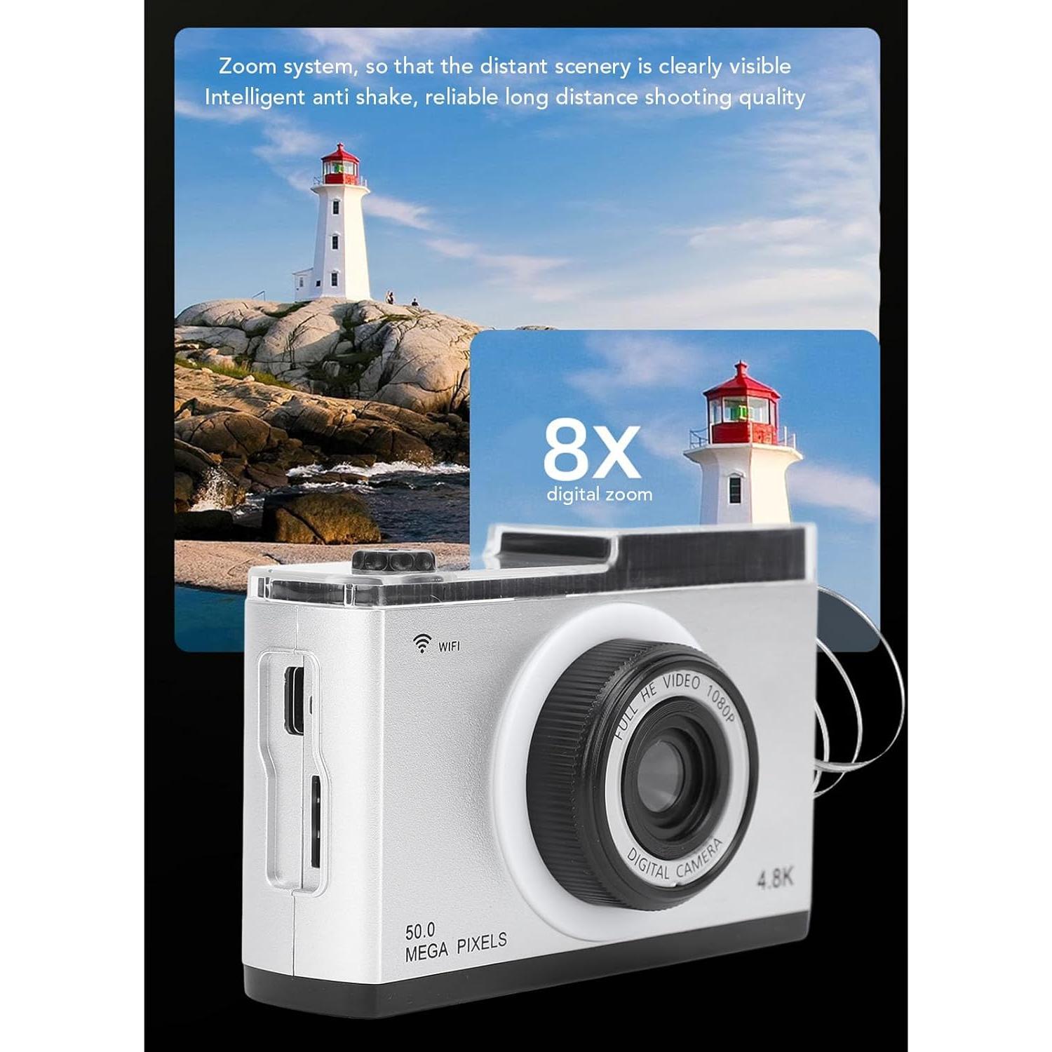 Cámara Digital Compacta ZJchao 48MP 1080P 8X Zoom Plata
