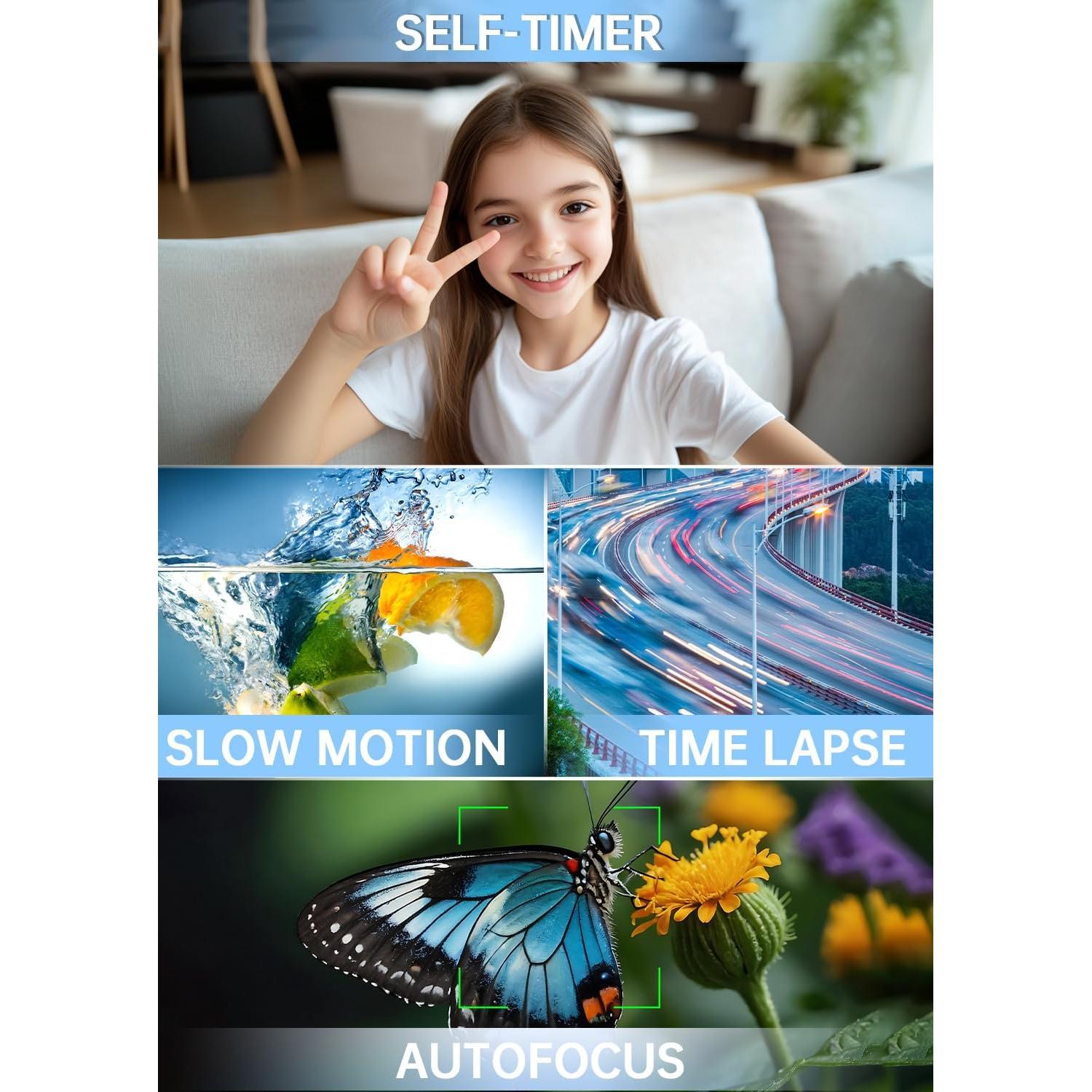 Pink Digital Camera, 4K 64MP UHD Dual Screens Camera, 18X Zoom, Portable Small Point and Shoot Digital Cameras with 64GB TF Card, 2 Rechargeable Batteries for Kids, Teens, Adult, Gifts - Pink