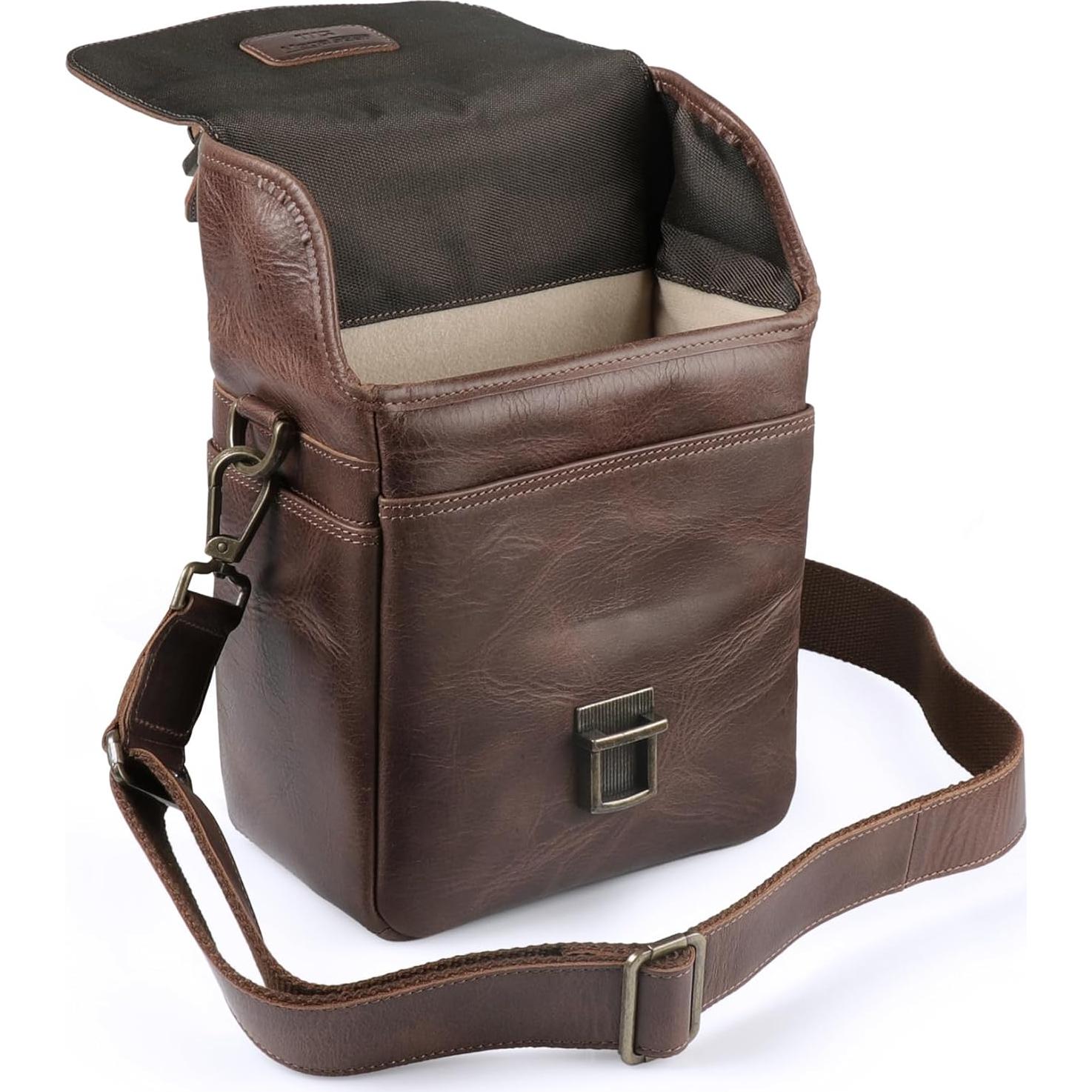 Bolsa de Mensajero de Cuero MegaGear MG1328 para Cámaras DSLR