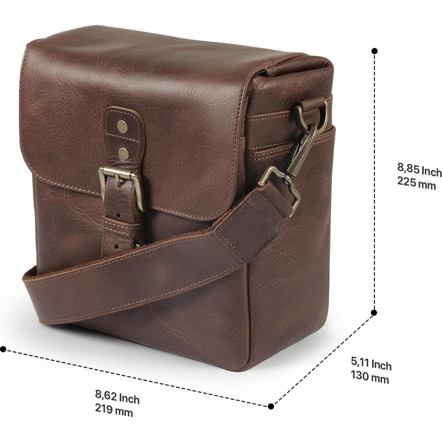 Bolsa de Mensajero de Cuero MegaGear MG1328 para Cámaras DSLR