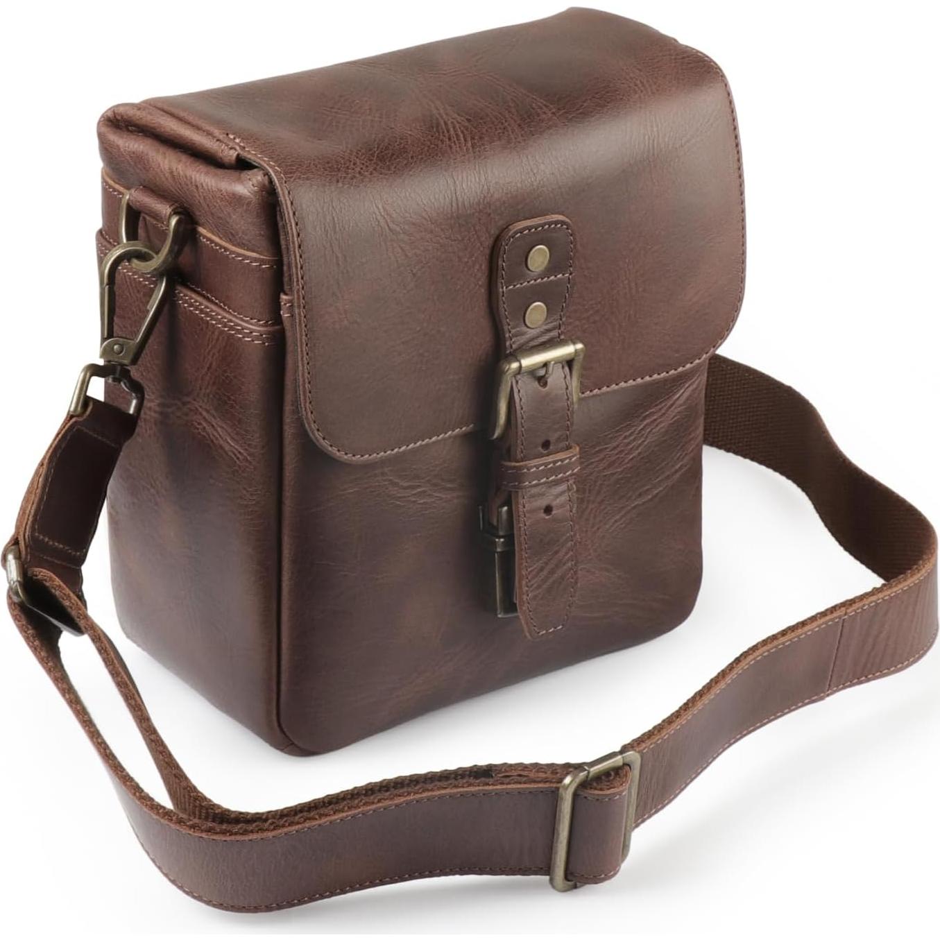 Bolsa de Mensajero de Cuero MegaGear MG1328 para Cámaras DSLR