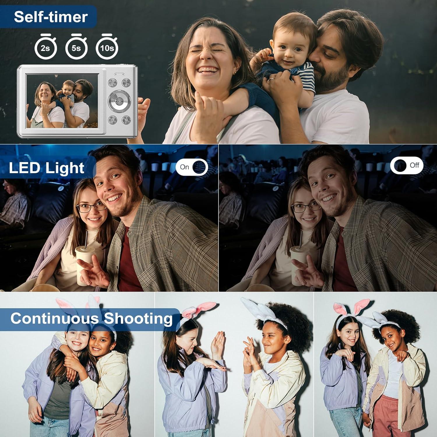 Cámara Digital Compacta Ordro D15 56MP con Zoom 8X y Anti-Vibración