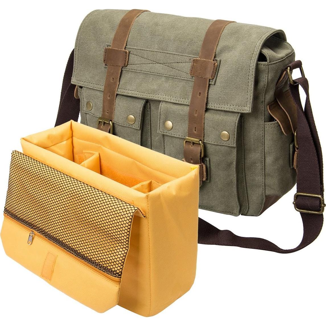 Bolsa de Mensajero Impermeable P-chaos6039 para Cámara DSLR Verde