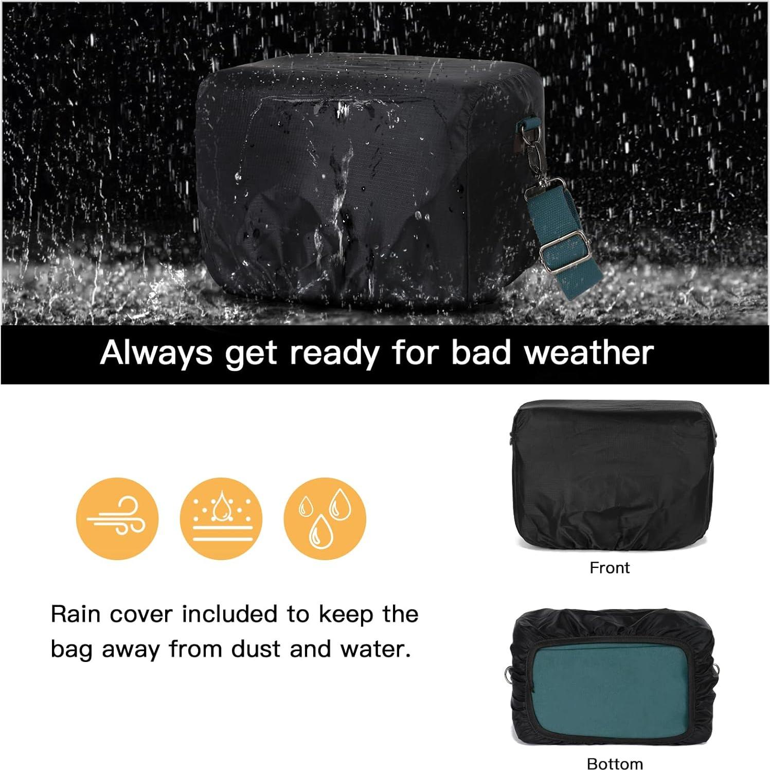 Bolsa de Cámara Cruzada MOSISO de Cuero PU Vintage Verde Teal