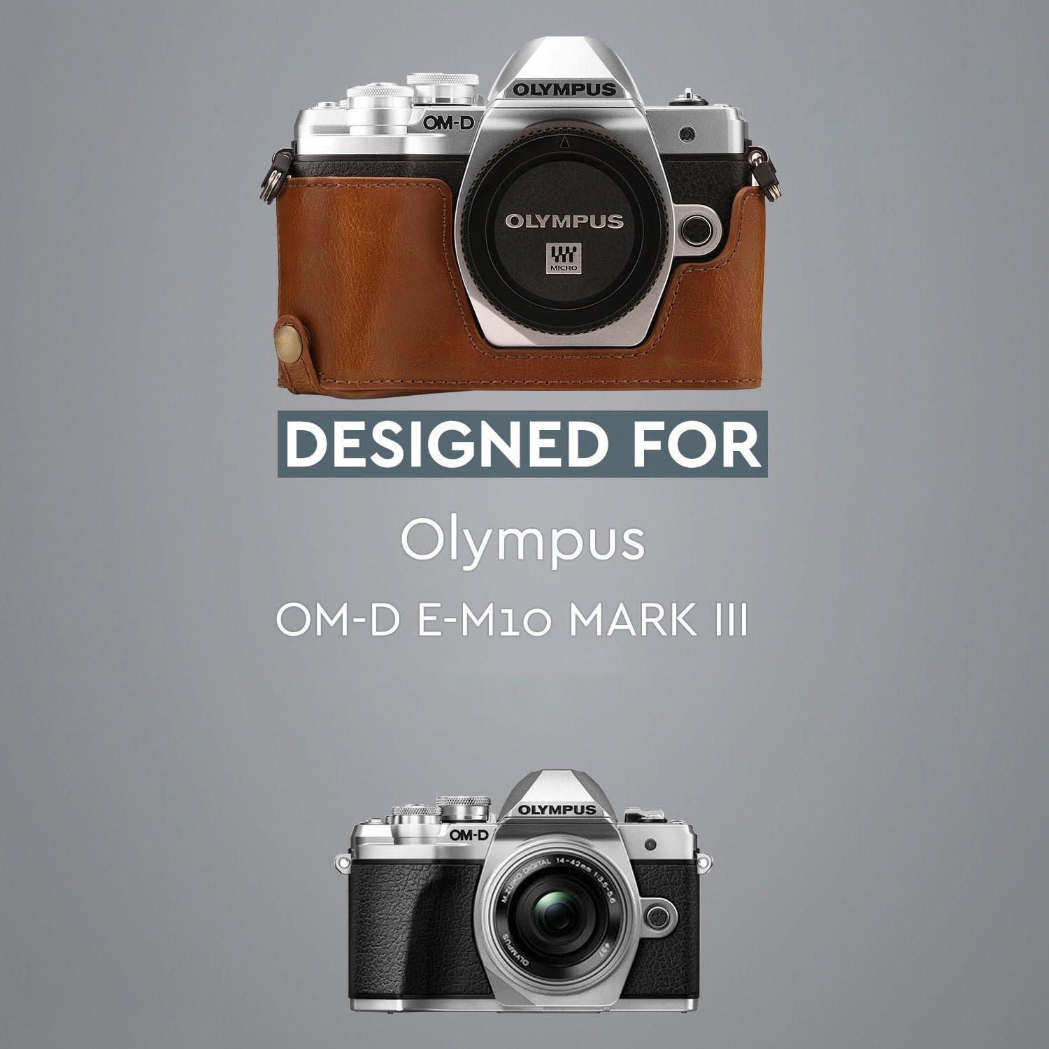 Funda de Cuero MegaGear para Olympus OM-D E-M10 III - Marrón Claro