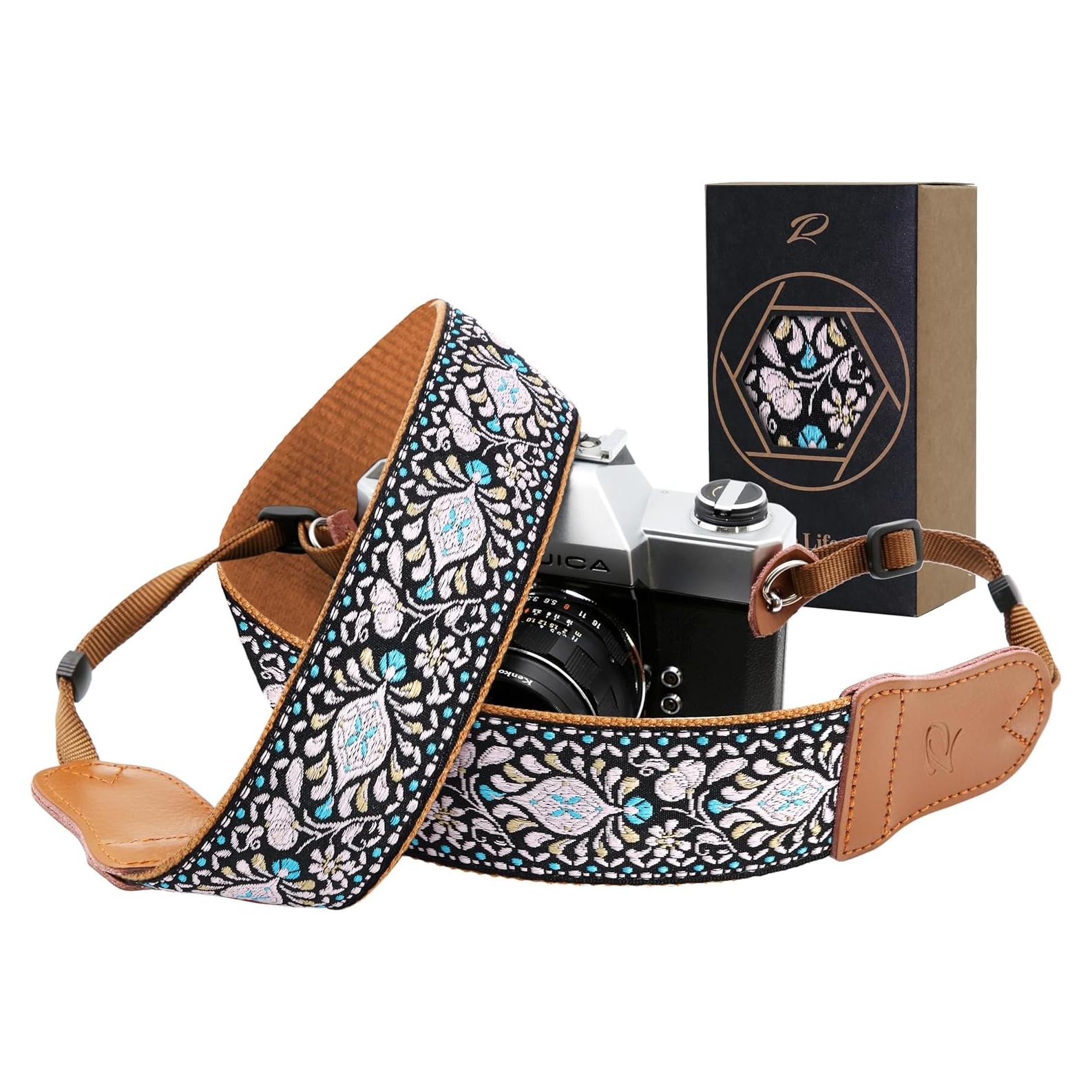 Correa de Cámara Ajustable Padwa Lifestyle Rosa Bordada 5cm