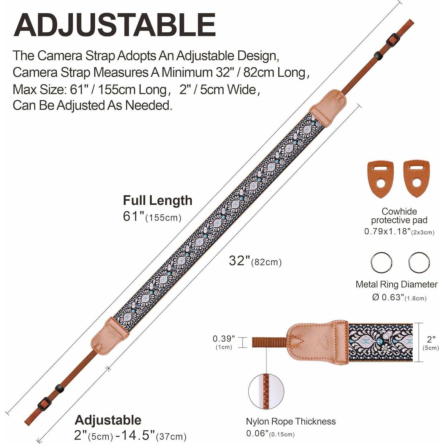 Correa de Cámara Ajustable Padwa Lifestyle Rosa Bordada 5cm