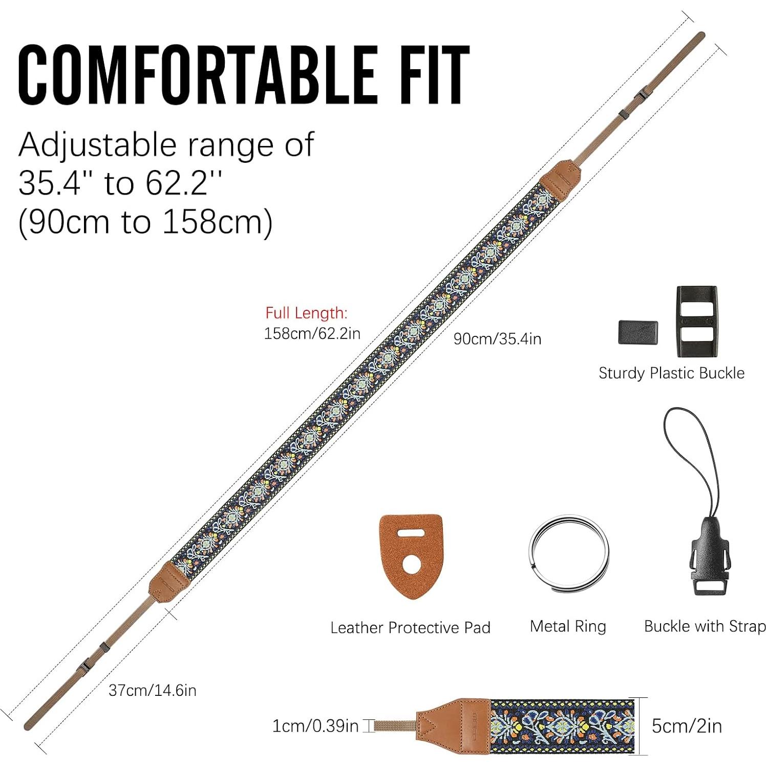 Correa de Cámara MoKo Vintage Ajustable 90-158 cm Azul