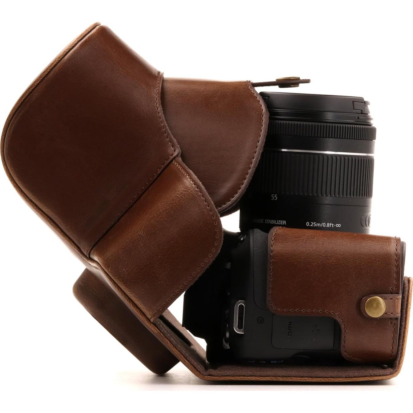 Funda de cámara de cuero MegaGear para Canon EOS Rebel SL2