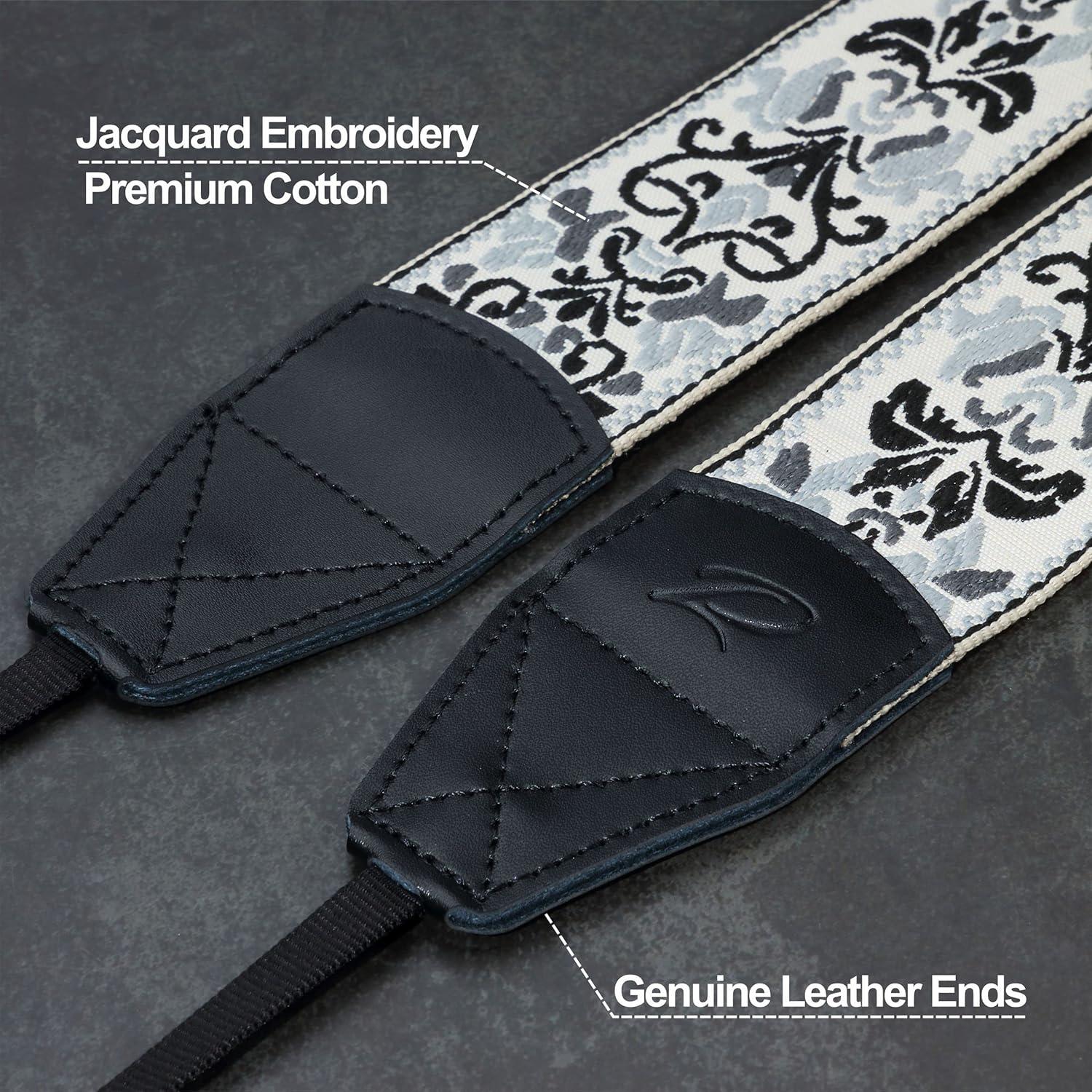 Correa de Cámara Padwa Lifestyle Bordado Gris 5cm Ajustable