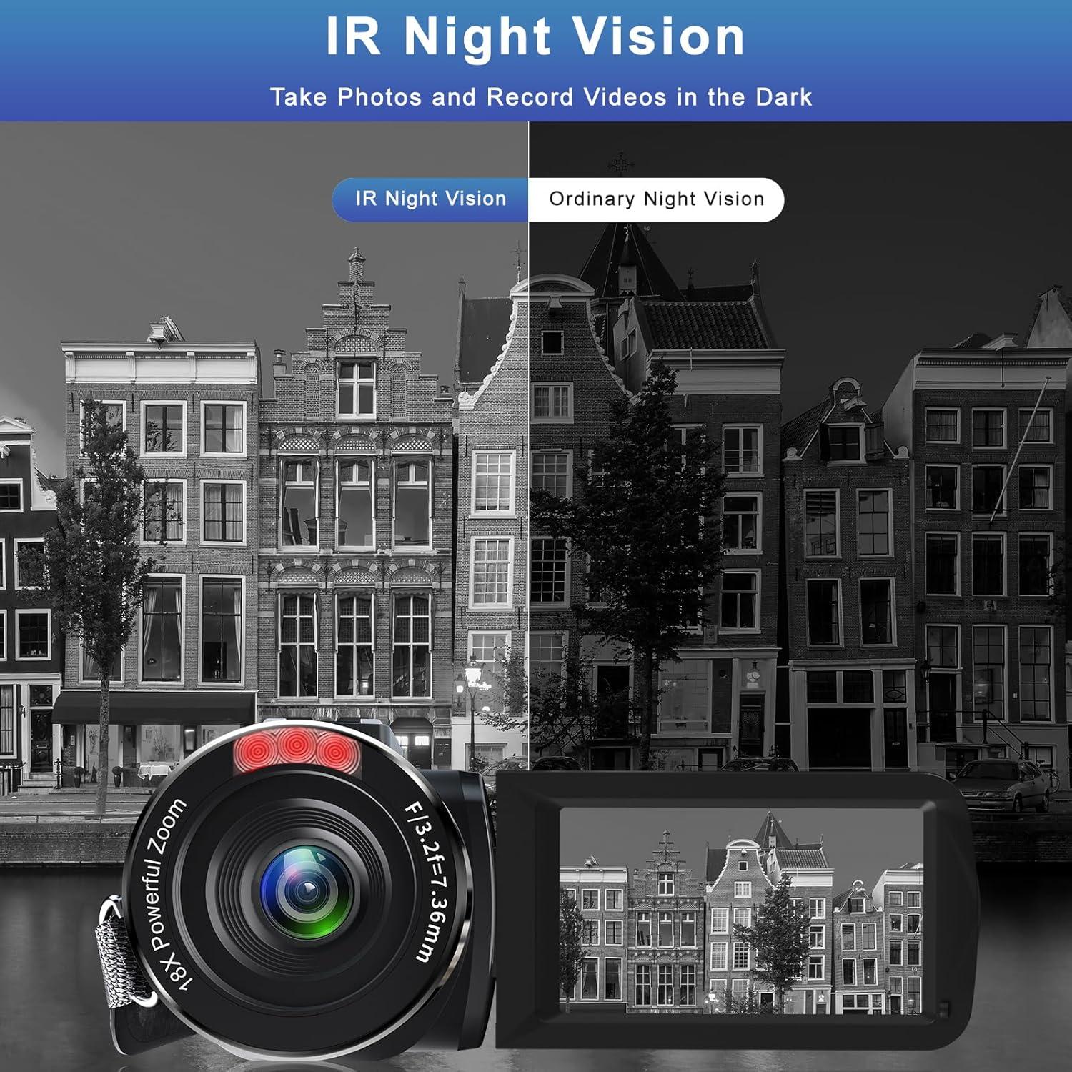 Cámara de Video VETEK A01 Full HD 1080P 48MP con Pantalla 3"