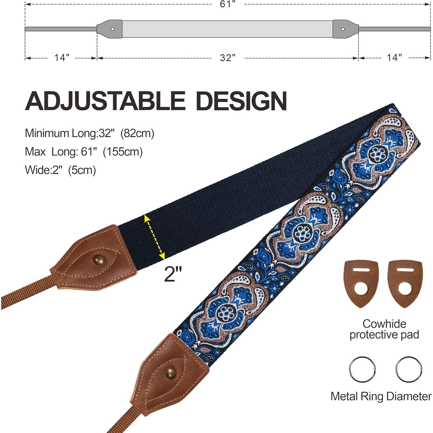 Correa de Cámara Padwa Lifestyle 5 cm Ancha Ajustable Vintage