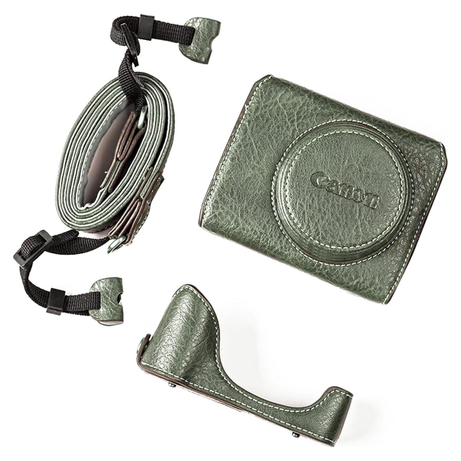 Funda de Cuero Vintage Rieibi para Cámara Canon G7X Verde