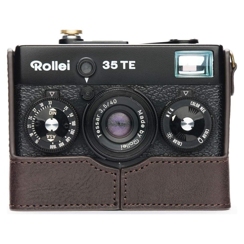 Funda Media de Cuero BolinUS para Cámara Rollei 35 - Café