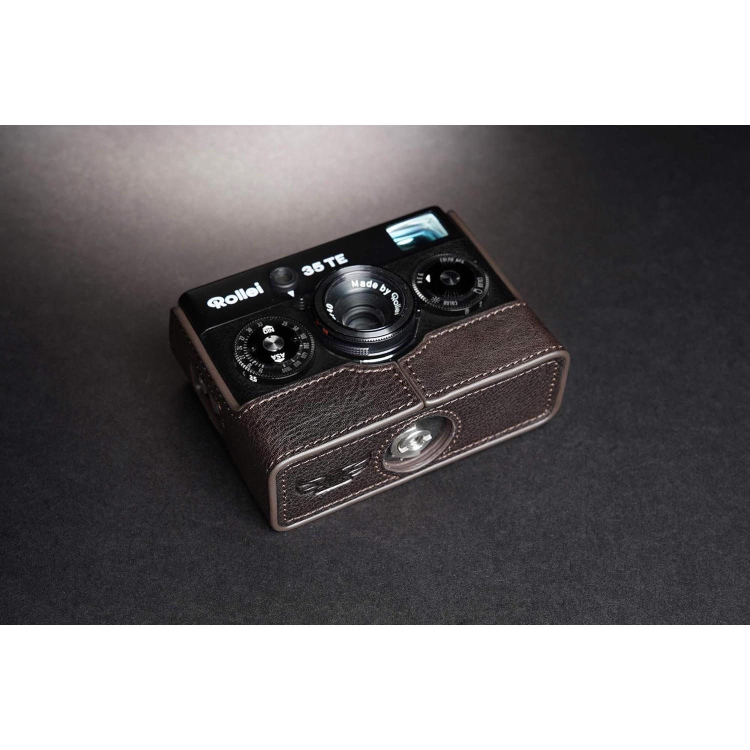 Funda Media de Cuero BolinUS para Cámara Rollei 35 - Café