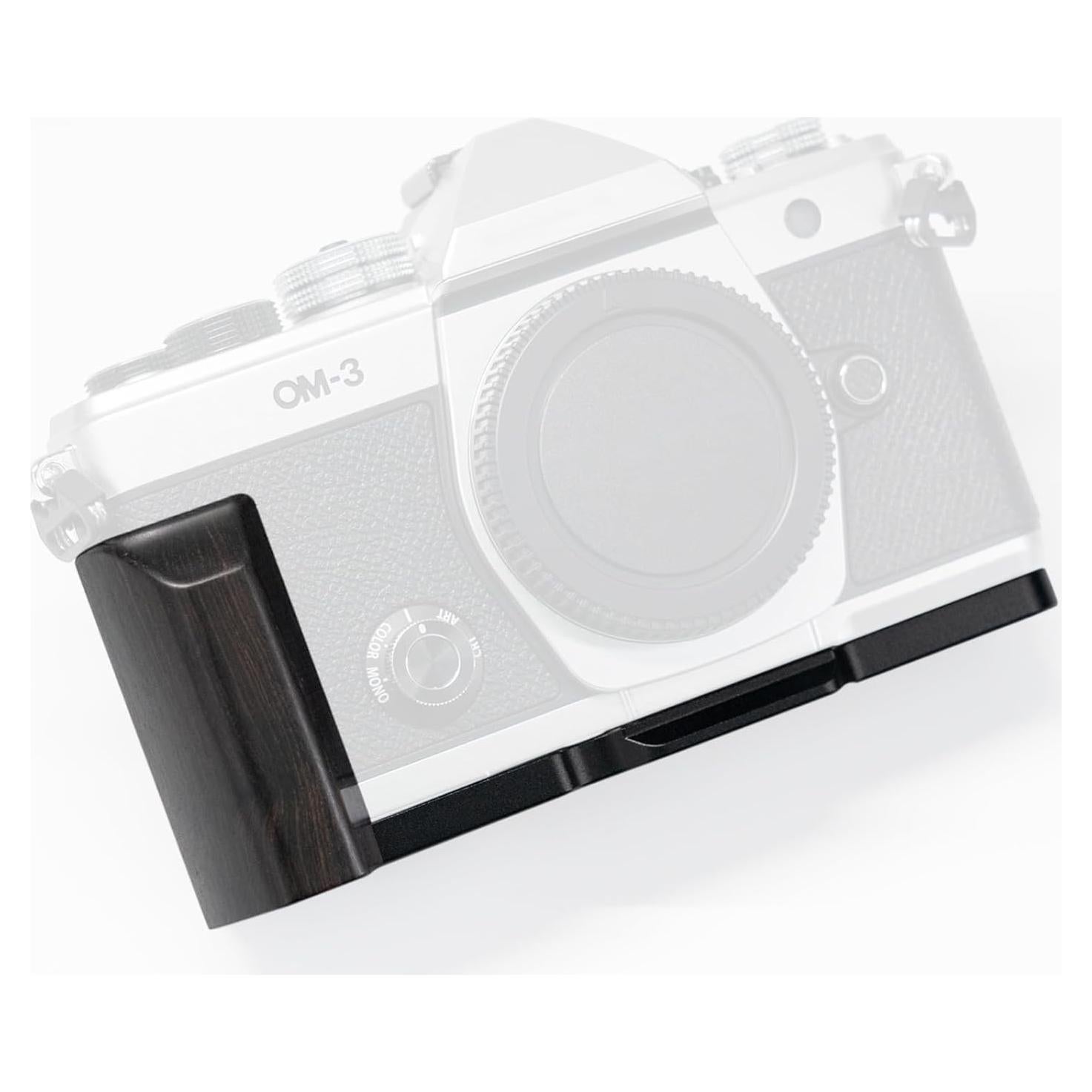 Mango de cámara en L Iborrys para OM System OM-3 madera negra