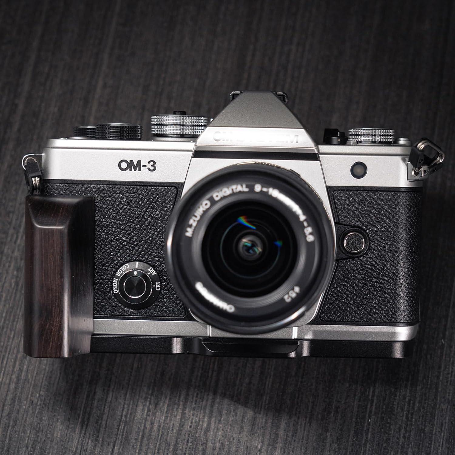 Mango de cámara en L Iborrys para OM System OM-3 madera negra