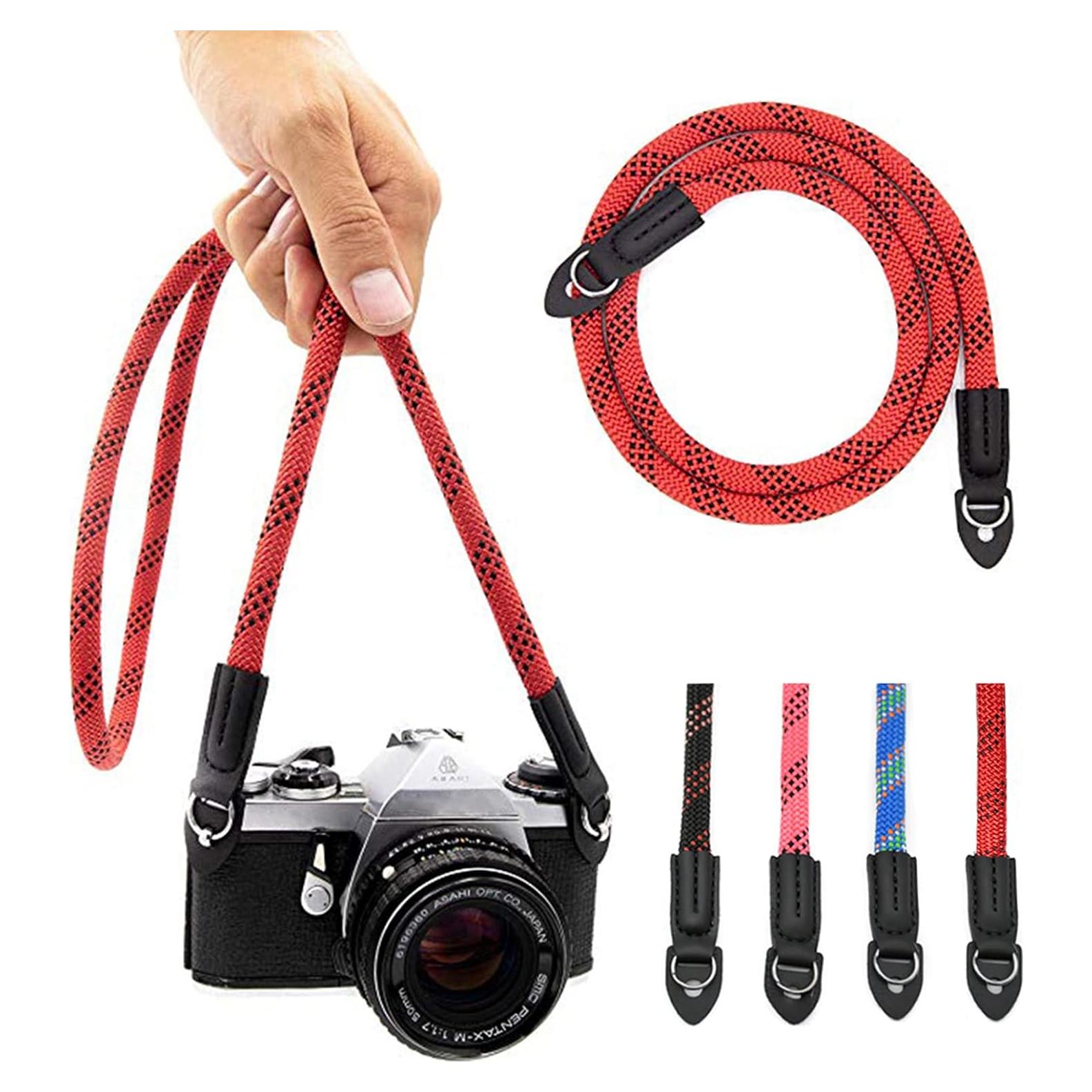 Correa de cámara Eorefo 100cm Nylon Rojo/Negro para DSLR